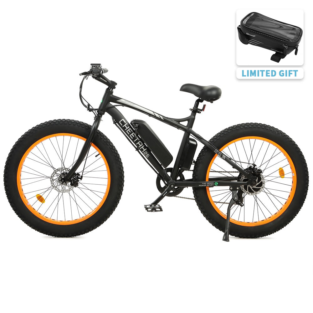 Ecotric Cheetah 26 Fat Tire Beach Snow Electric Bike-Orange