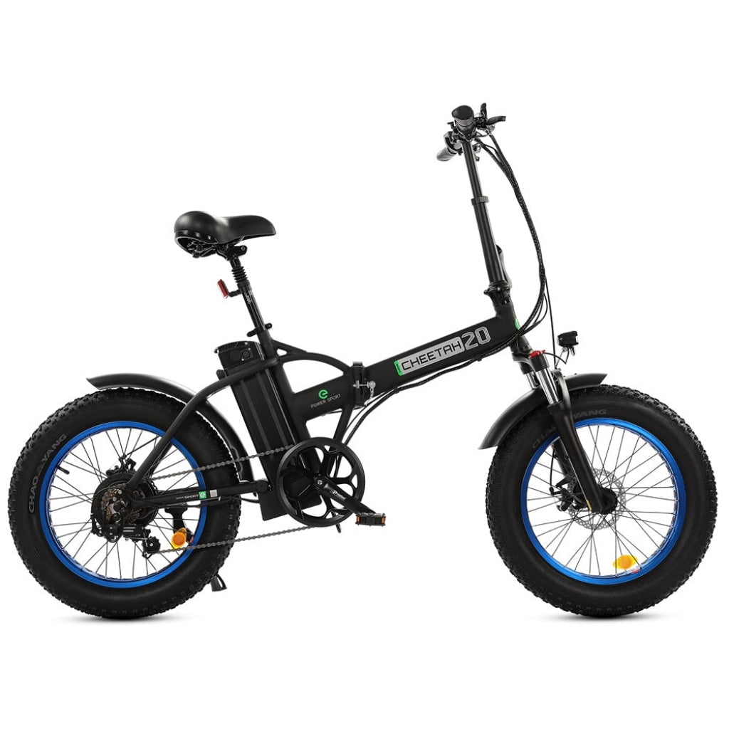 Ecotric 48V Fat Tire Portable and Folding Electric Bike with LCD display-Black and Blue for Canada