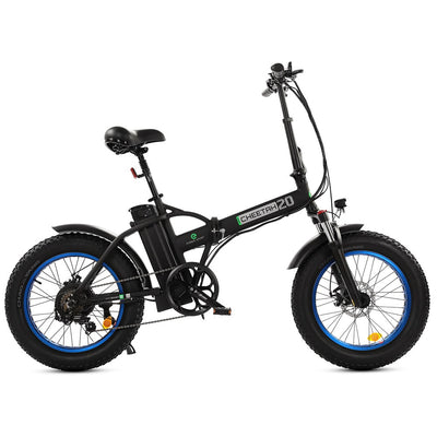 Ecotric 48V Fat Tire Portable and Folding Electric Bike with LCD display-Black and Blue