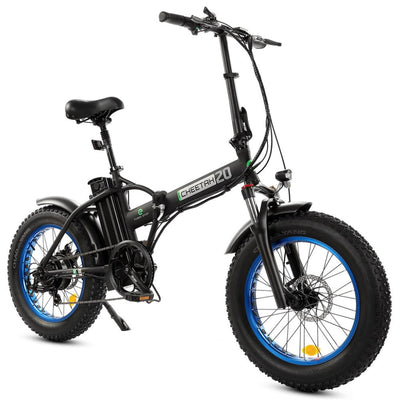 Ecotric 48V Fat Tire Portable and Folding Electric Bike with LCD display-Black and Blue for Canada