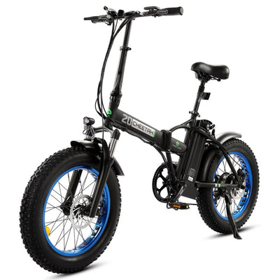 Ecotric 48V Fat Tire Portable and Folding Electric Bike with LCD display-Black and Blue for Canada