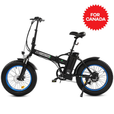 Ecotric 48V Fat Tire Portable and Folding Electric Bike with LCD display-Black and Blue for Canada