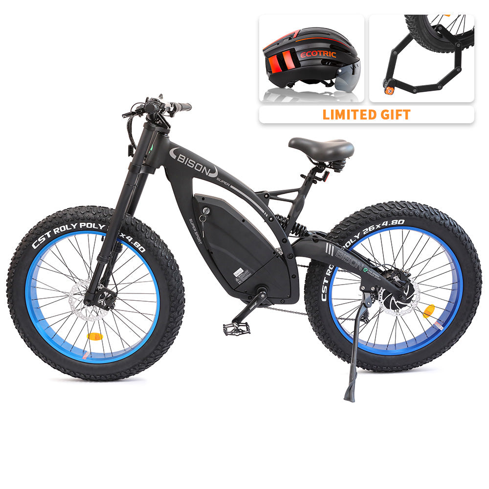 Ecotric 48v 17.5AH 1000W big fat tire ebike Bison-Matt Black