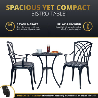 Kinger Home Ekta 3-Piece Outdoor Bistro Set | Durable Cast Aluminum