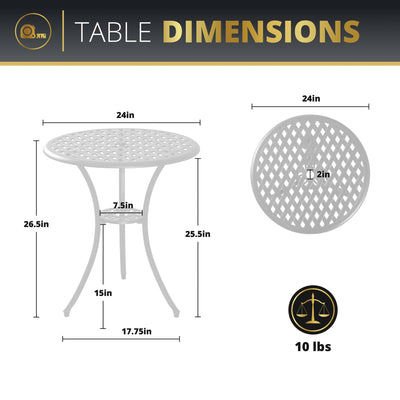 Kinger Home Ekta 3-Piece Outdoor Bistro Set | Durable Cast Aluminum