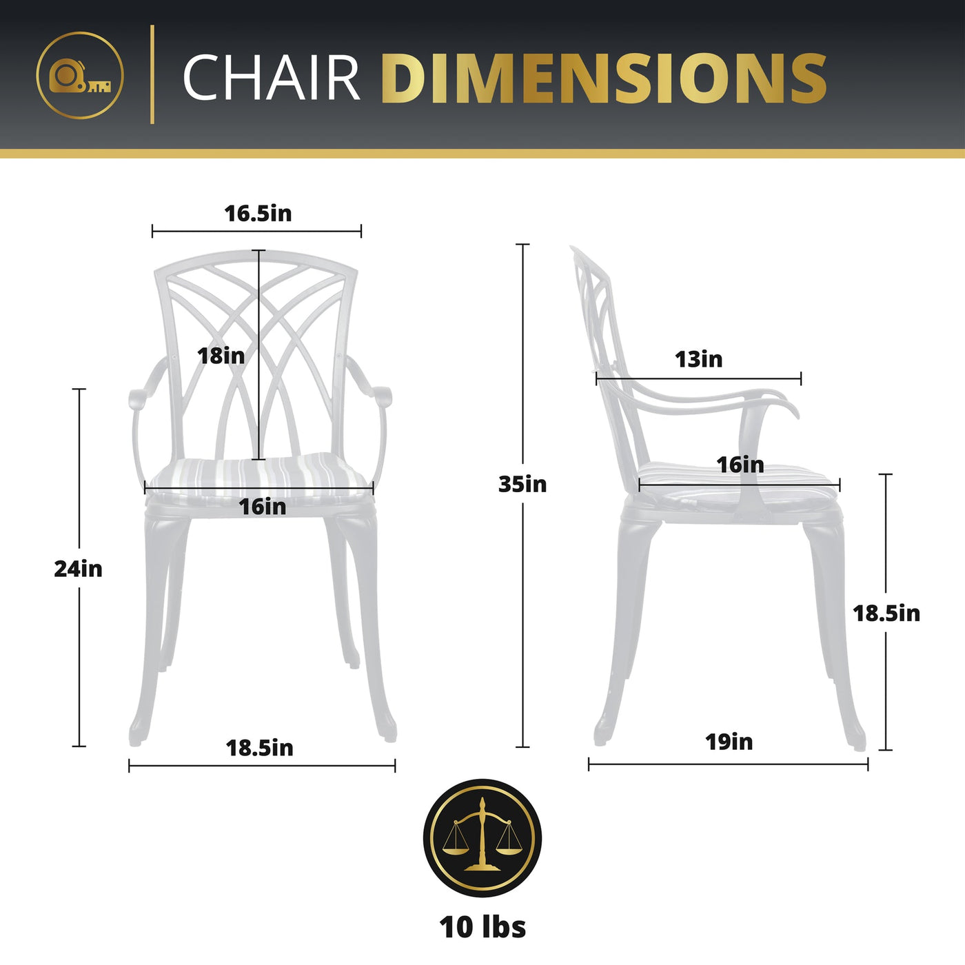 Kinger Home Ekta 3-Piece Outdoor Bistro Set | Durable Cast Aluminum