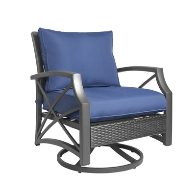 Kinger Home Serenity Rattan Wicker Swivel Chair | Cozy & Stylish Outdoor Retreat