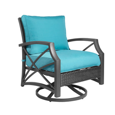 Kinger Home Serenity Rattan Wicker Swivel Chair | Cozy & Stylish Outdoor Retreat