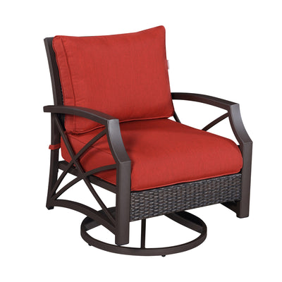 Kinger Home Serenity Rattan Wicker Swivel Chair | Cozy & Stylish Outdoor Retreat