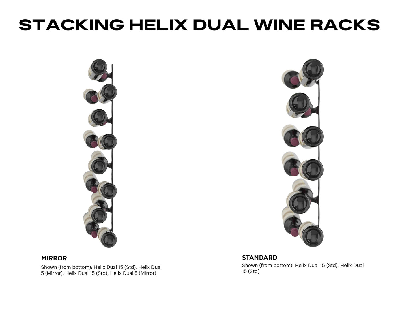 Vintageview Helix Dual 5 (modern metal wall mounted wine rack)