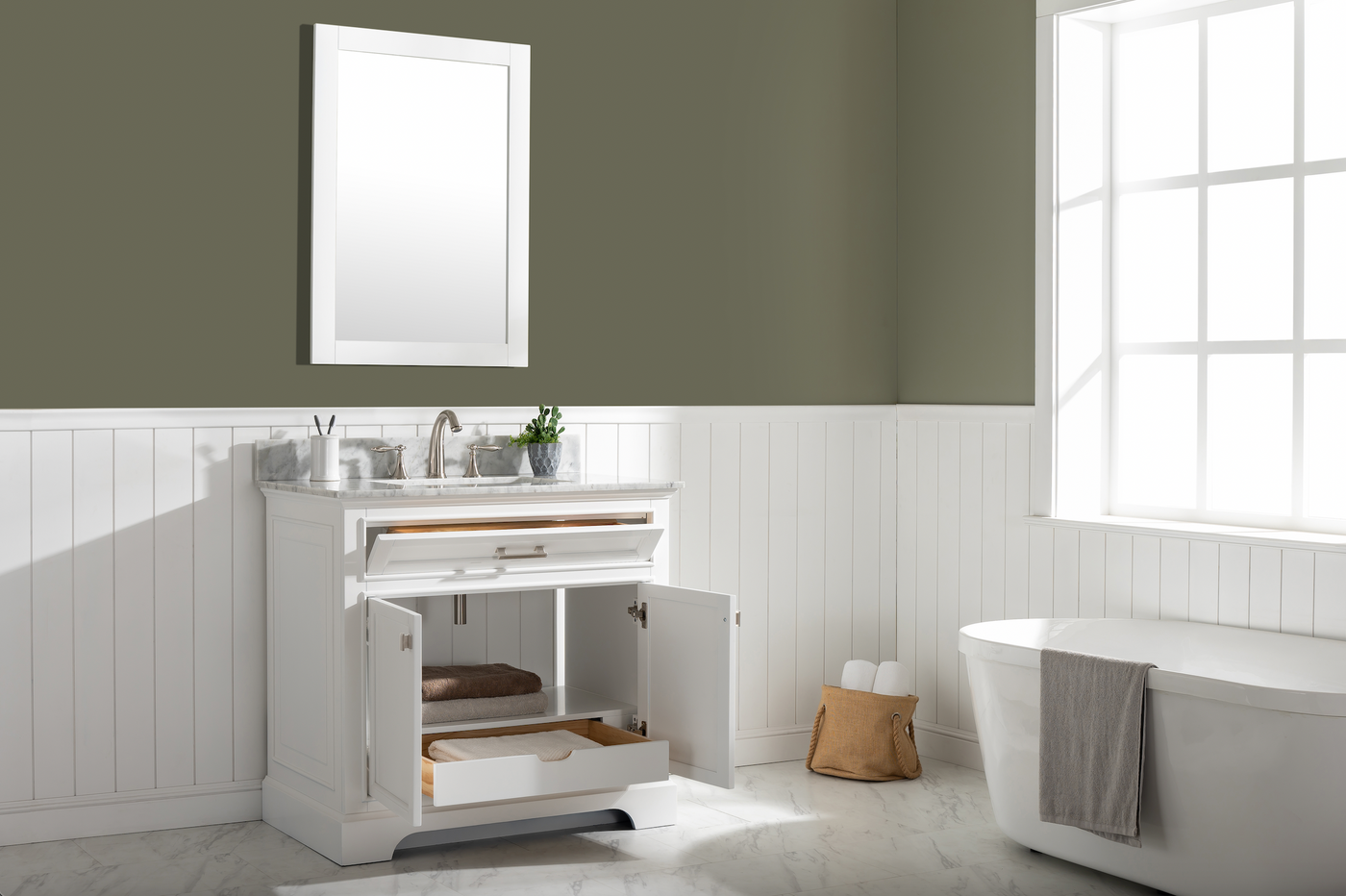 Design Element Milano 36" Single Sink Vanity - White ML-36-WT