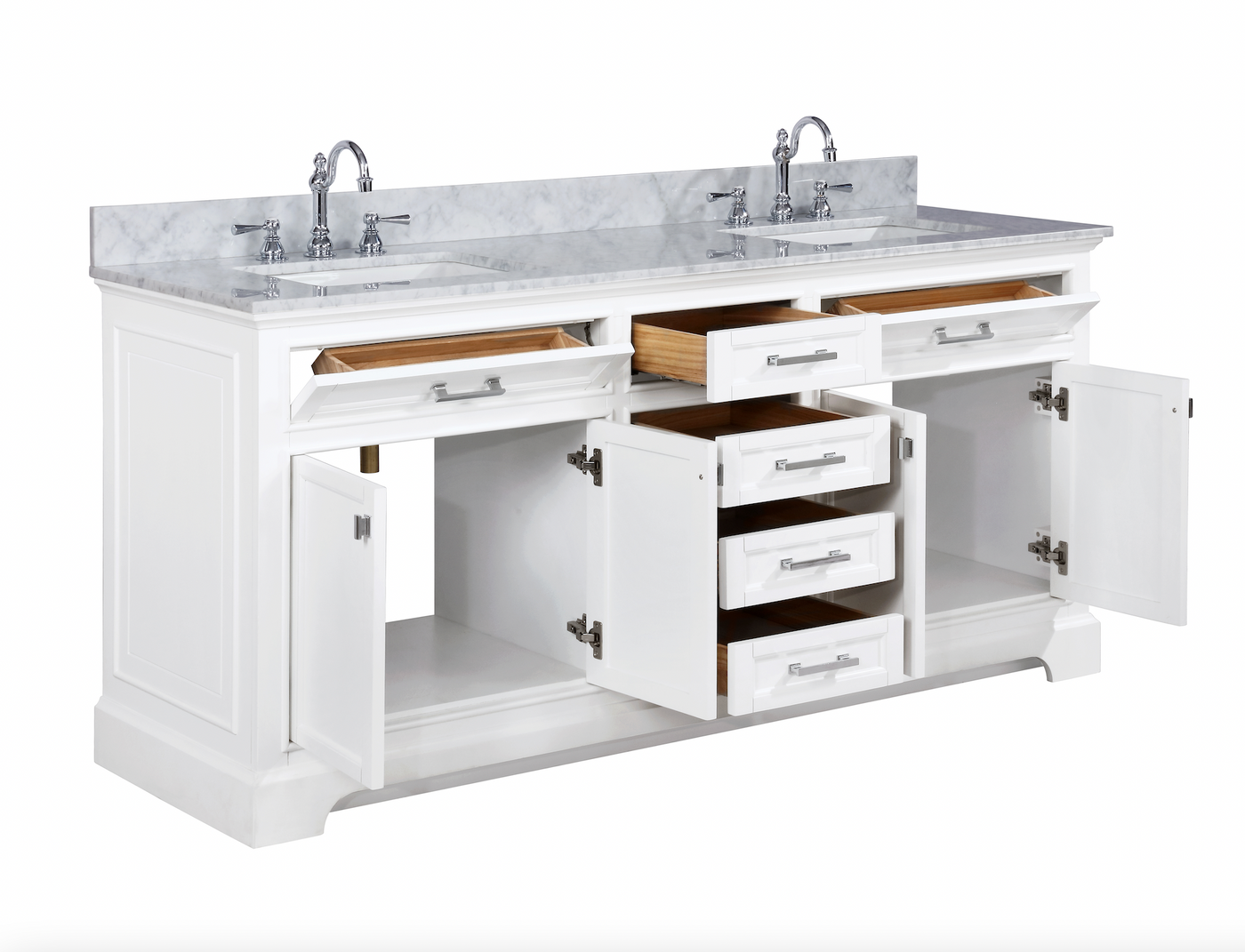 Design Element Milano 72" Double Sink Vanity - White ML-72-WT