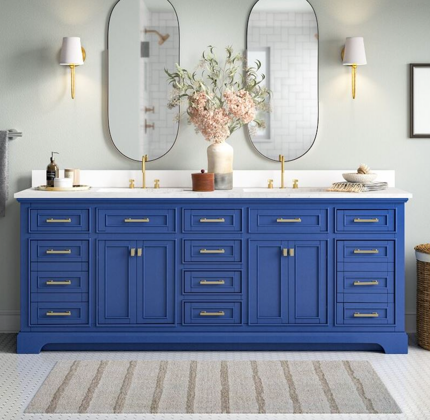 Design Element Milano 84" Double Sink Vanity - Blue ML-84-BLU