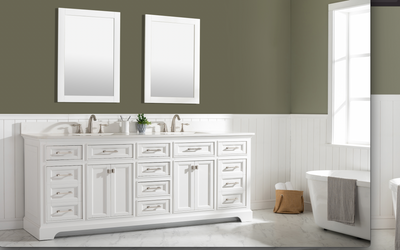 Design Element Milano 84" Double Sink Vanity - White ML-84-WT