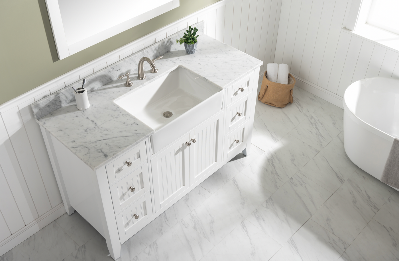 Design Element Burbank 54" Single Vanity - White BK-54-WT