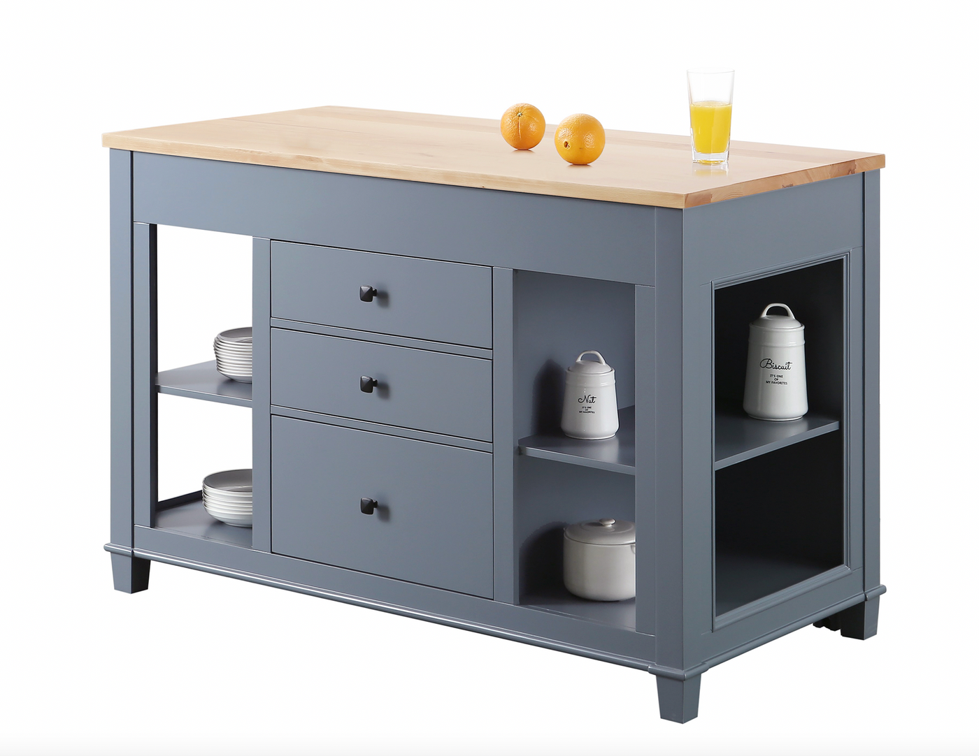 Design Element Medley 54 In. Kitchen Island With Slide Out Table - Gray KD-01-GY