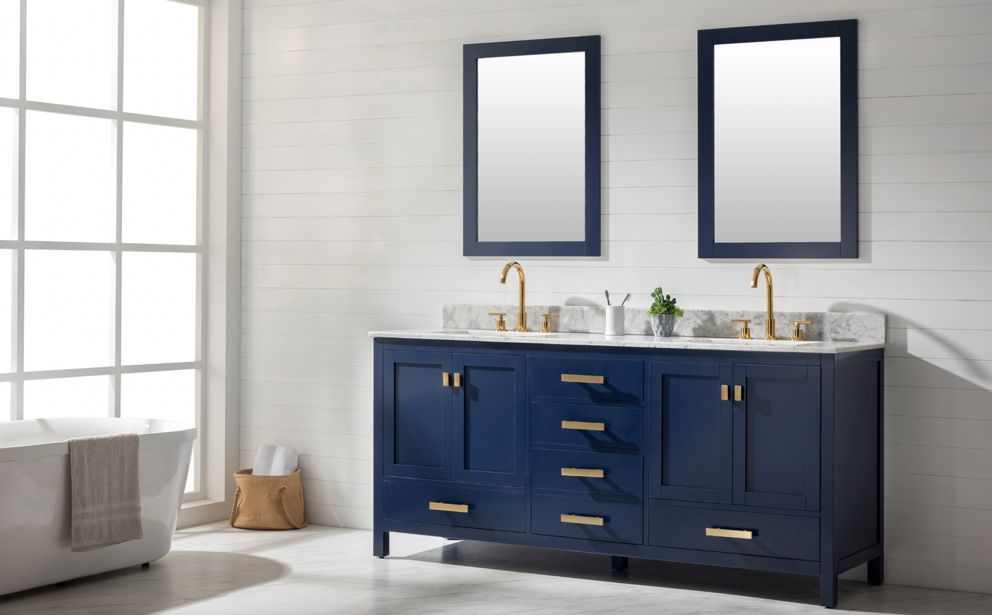 Design Element Valentino 72" Double Sink Vanity In Blue V01-72-BLU