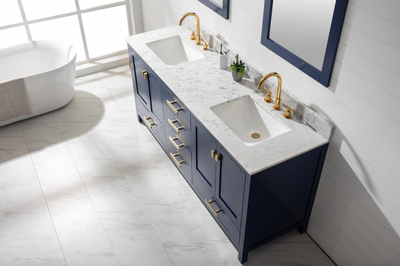 Design Element Valentino 72" Double Sink Vanity In Blue V01-72-BLU