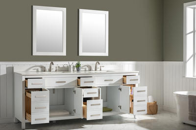 Design Element Valentino 84" Double Sink Vanity In White V01-84-WT