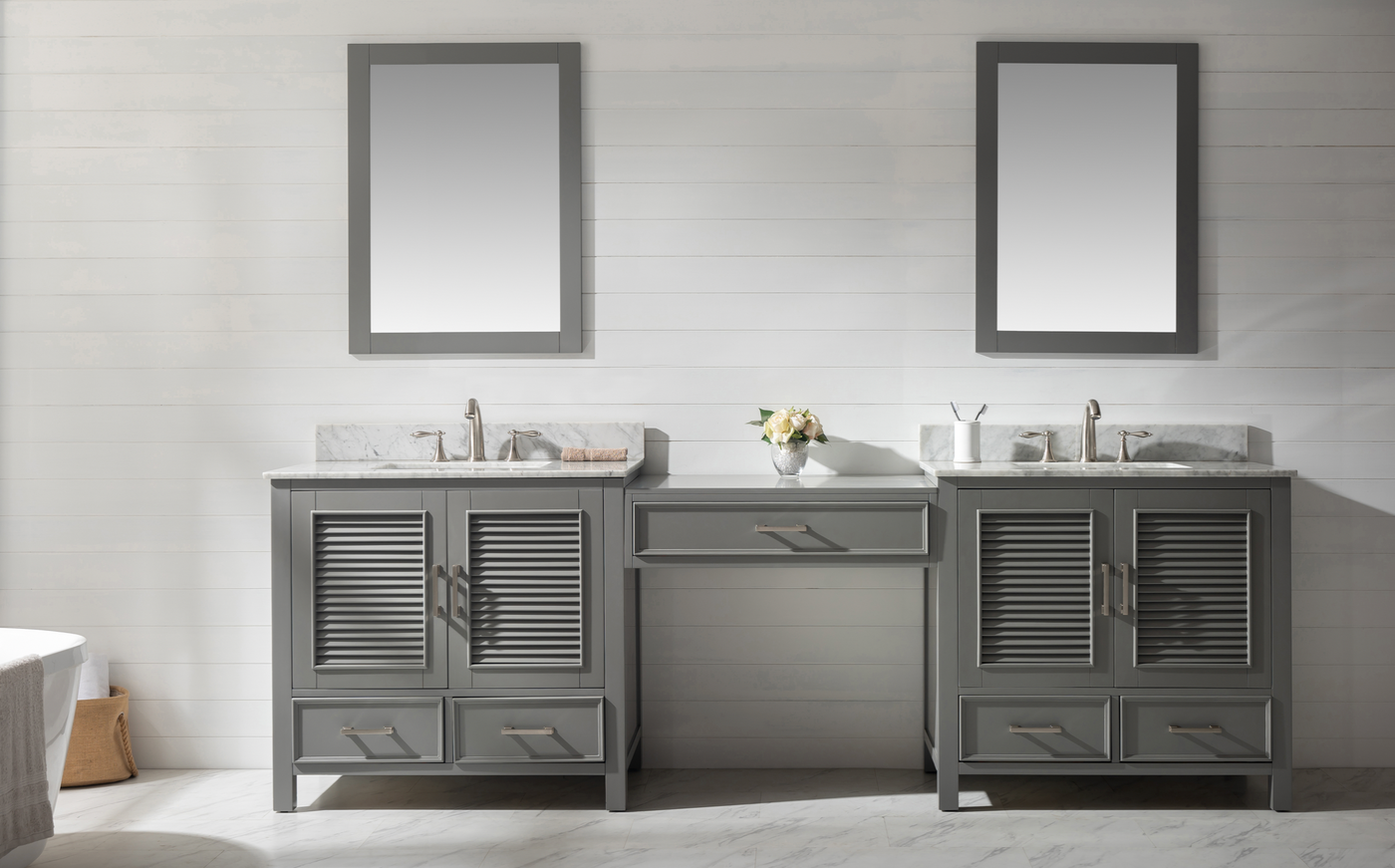 Design Element Estate 102" Double Sink Bathroom Vanity Modular Set - Gray ES-102MC-GY