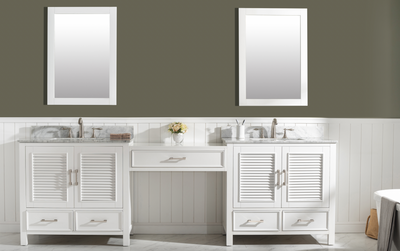 Design Element Estate 102" Double Sink Bathroom Vanity Modular Set - White ES-102MC-WT