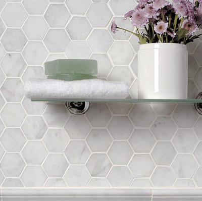 Design Element Hexagon 12 In. X 12 In. Marble Mosaic Wall Tile  MTILE04