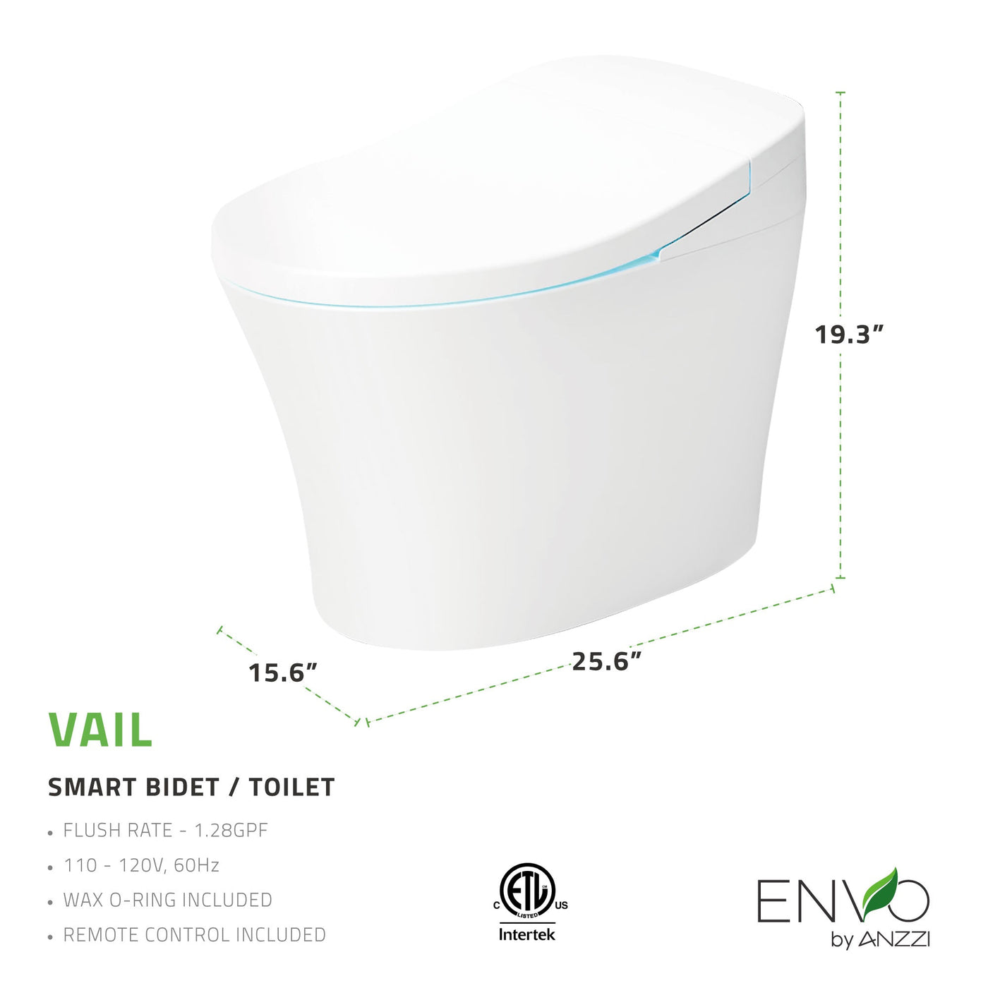 ENVO ENVO Vail Smart Toilet Bidet with Remote and Auto Flush TL-ST823WH