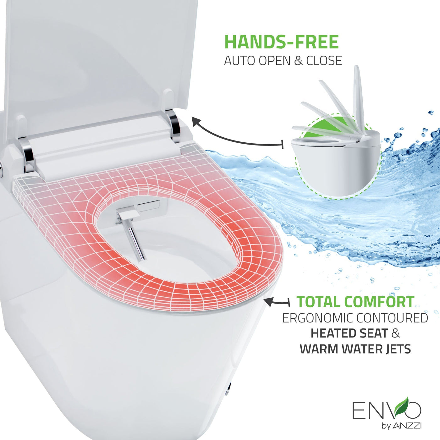 ENVO ENVO Echo Elongated Smart Toilet Bidet in White with Auto Open, Auto Flush, Voice and Wifi Controls TL-ST950WIFI-WH