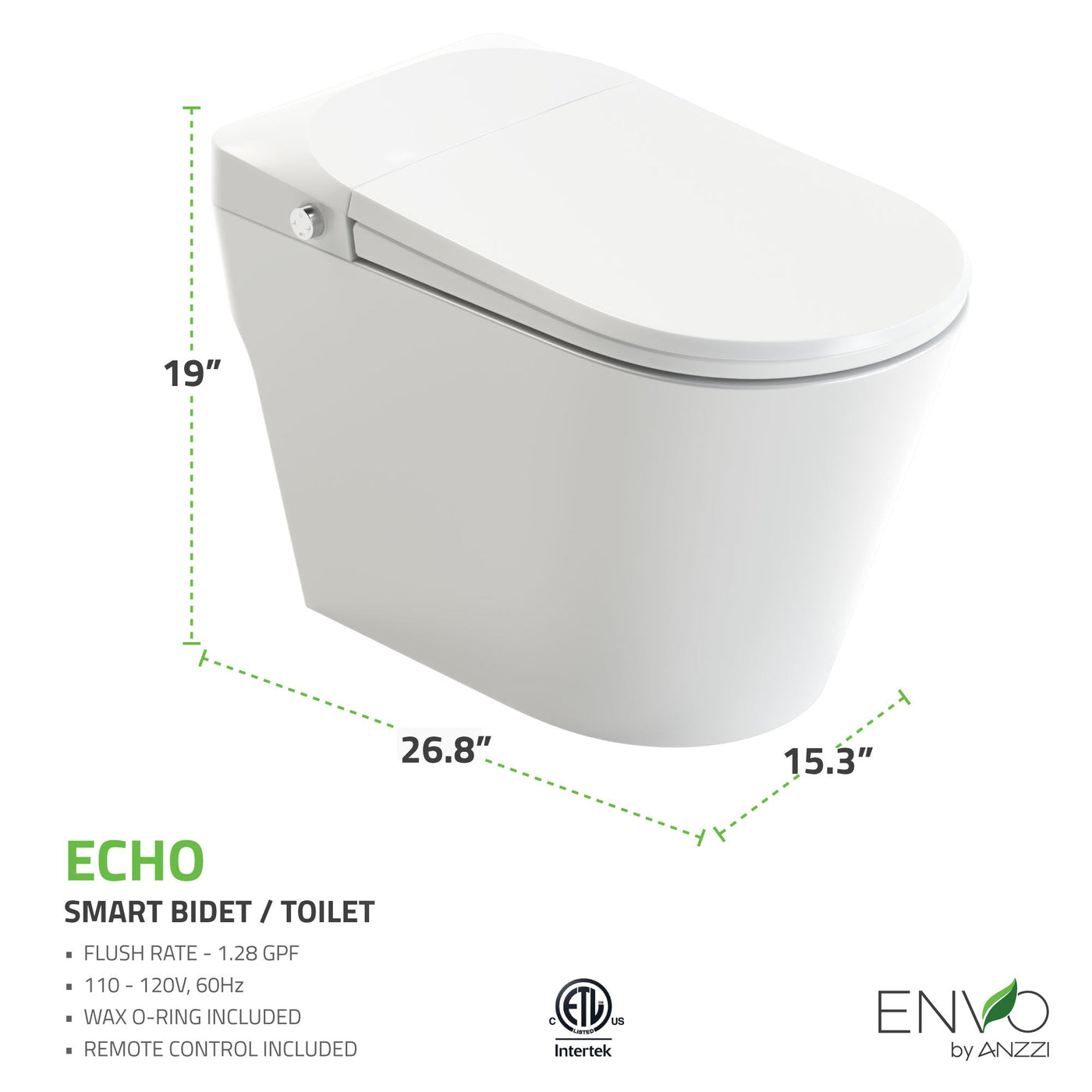 ENVO ENVO Echo Elongated Smart Toilet Bidet in White with Auto Open, Auto Flush, Voice and Wifi Controls TL-ST950WIFI-WH