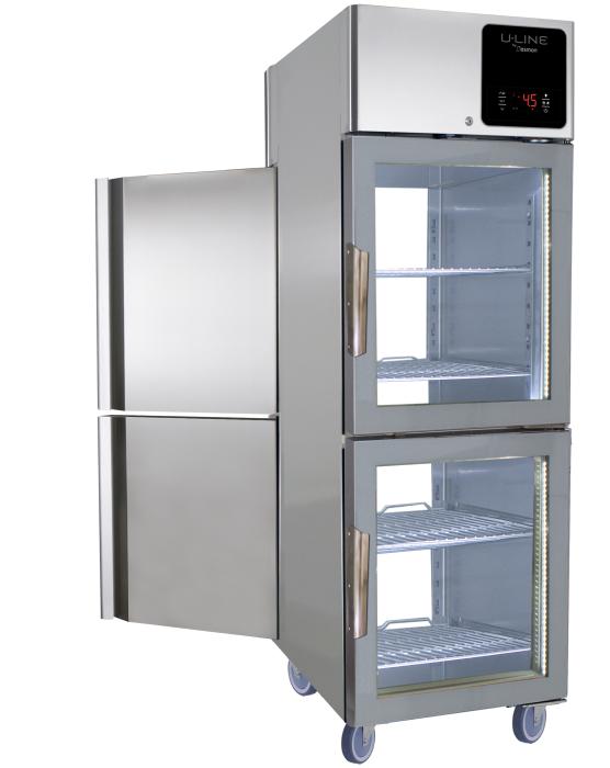 U-Line 25 cu ft Pass-Thru Refrigerator, 2 Half Front Door Glass, 2 Half Back Door Solid UCRP225-GS31A