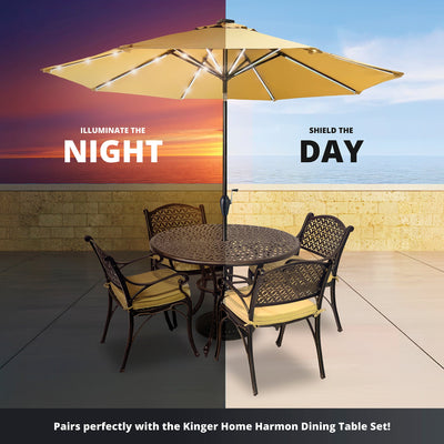 Kinger Home Stella 9ft Solar LED Light Patio Umbrella | Bright & UV Resistant