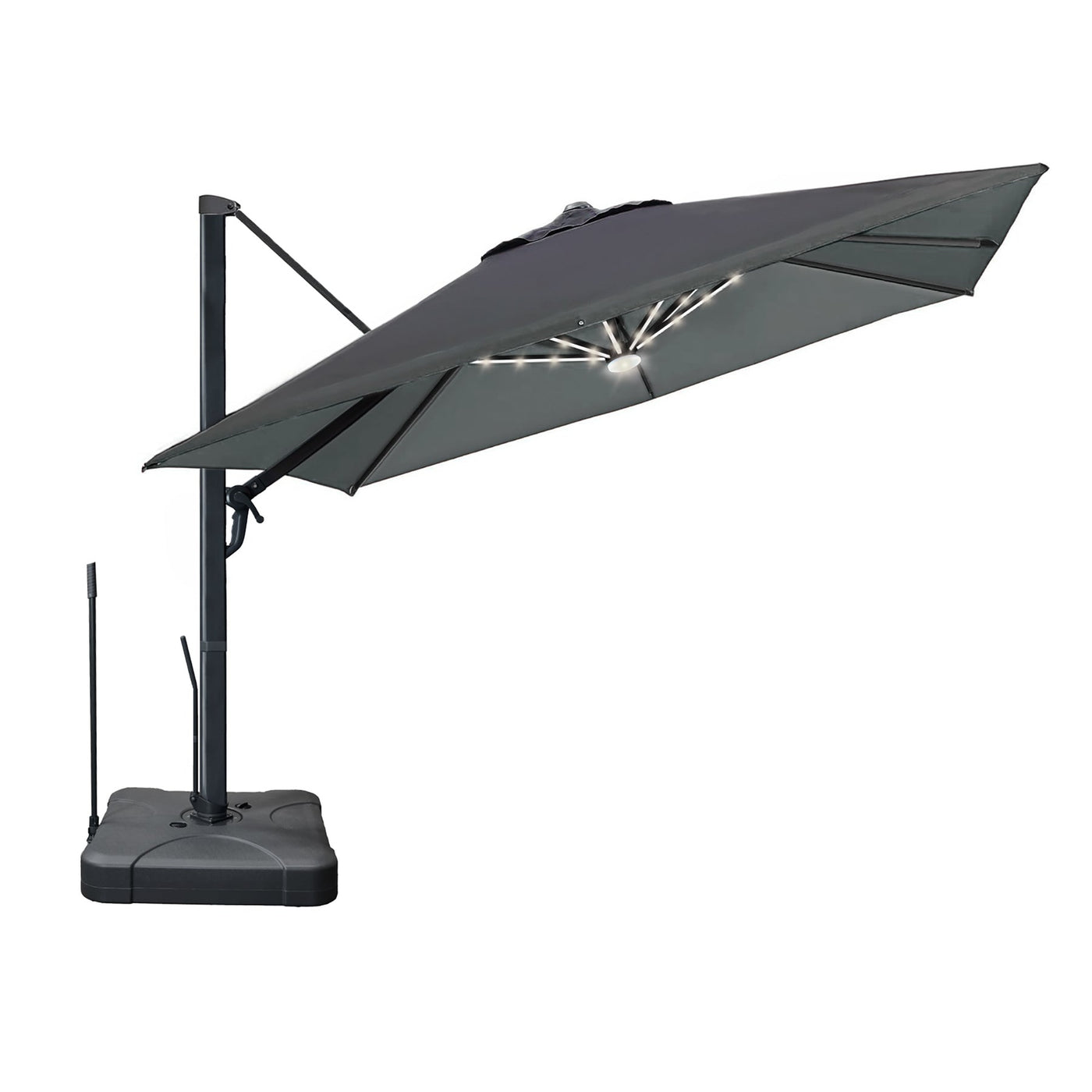 Kinger Home Astra 10ft Solar Cantilever Patio Umbrella with LED Lights