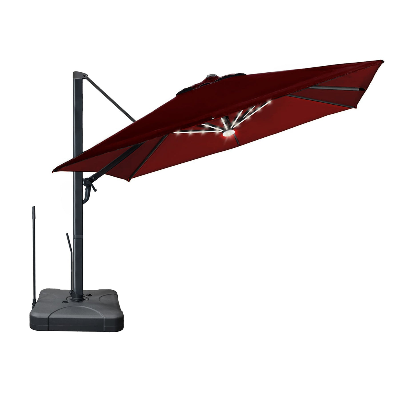 Kinger Home Astra 10ft Solar Cantilever Patio Umbrella with LED Lights