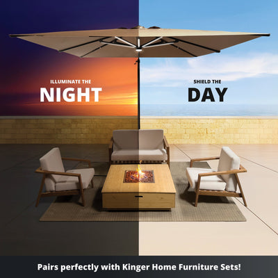 Kinger Home Astra 10ft Solar Cantilever Patio Umbrella with LED Lights