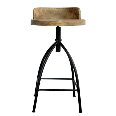 BENZARA 28" Industrial Style Adjustable Counter Stool, Black and Brown - UPT-165867