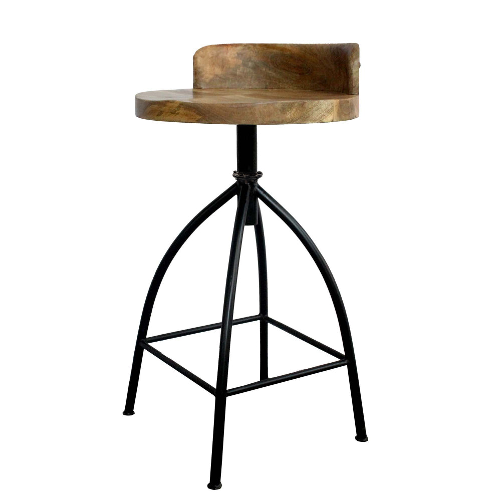 BENZARA 28" Industrial Style Adjustable Counter Stool, Black and Brown - UPT-165867