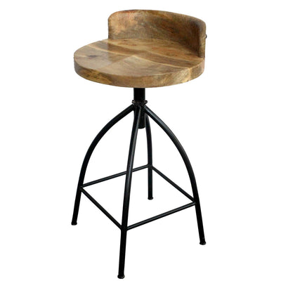 BENZARA 28" Industrial Style Adjustable Counter Stool, Black and Brown - UPT-165867