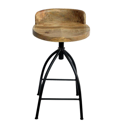 BENZARA 28" Industrial Style Adjustable Counter Stool, Black and Brown - UPT-165867