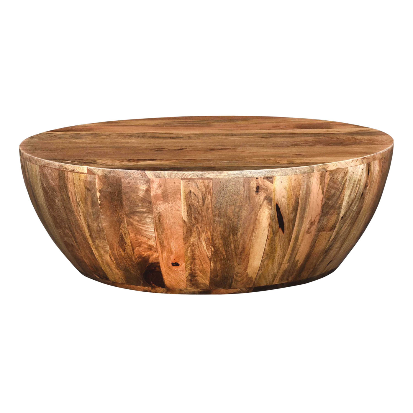 BENZARA Mango Wood Coffee Table In Round Shape, Dark Brown - UPT-32180