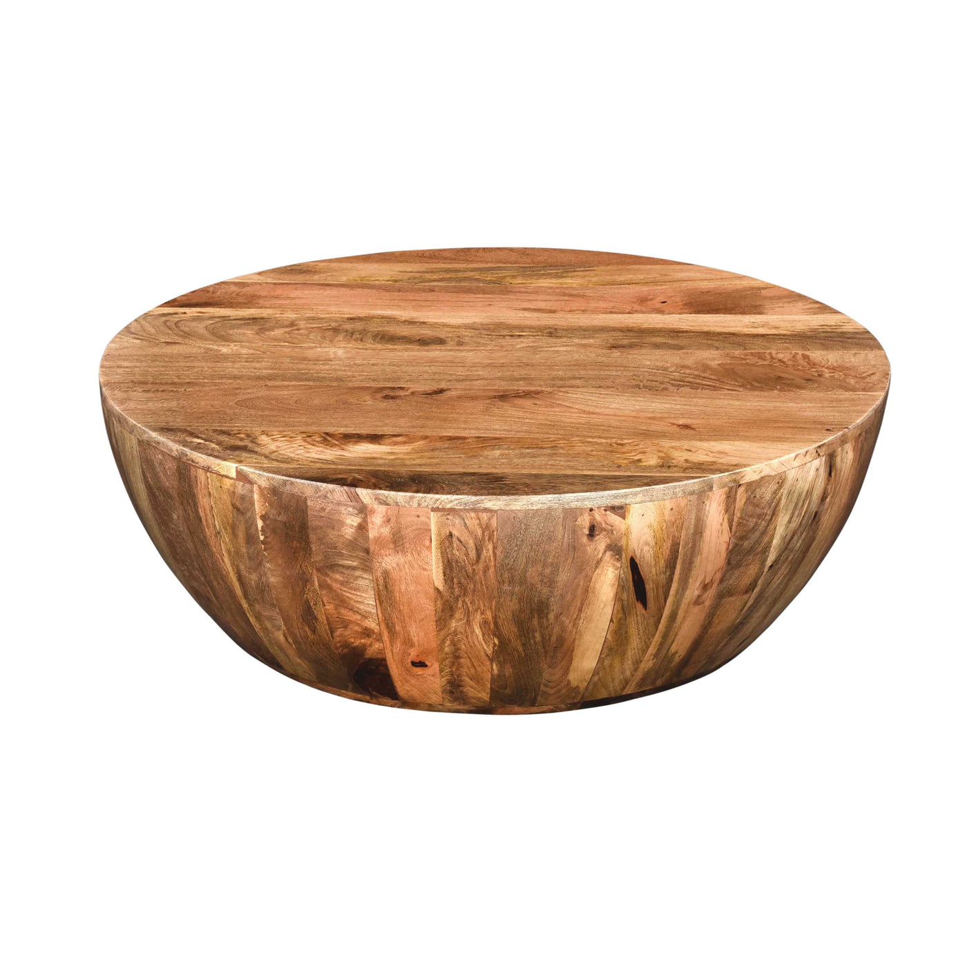 BENZARA Mango Wood Coffee Table In Round Shape, Dark Brown - UPT-32180