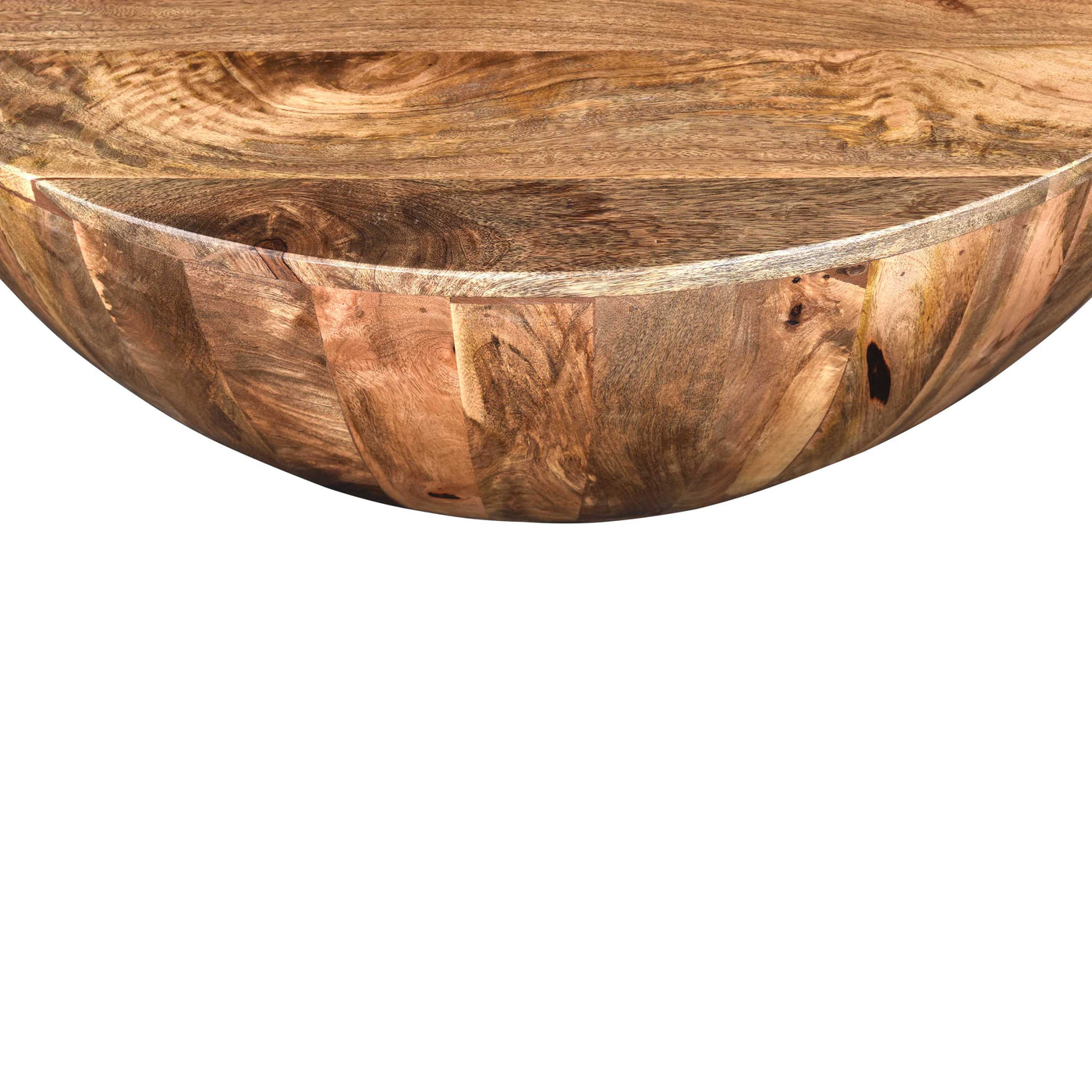 BENZARA Mango Wood Coffee Table In Round Shape, Dark Brown - UPT-32180