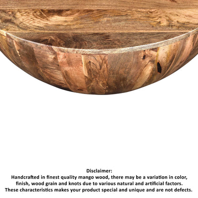 BENZARA Mango Wood Coffee Table In Round Shape, Dark Brown - UPT-32180