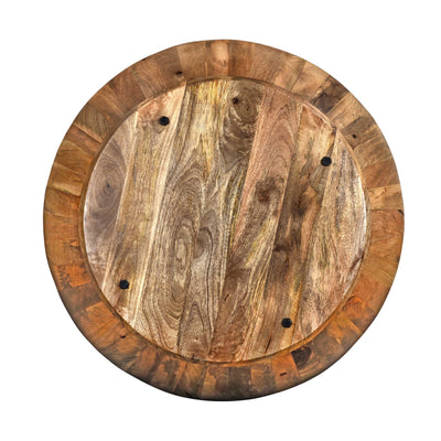 BENZARA Mango Wood Coffee Table In Round Shape, Dark Brown - UPT-32180