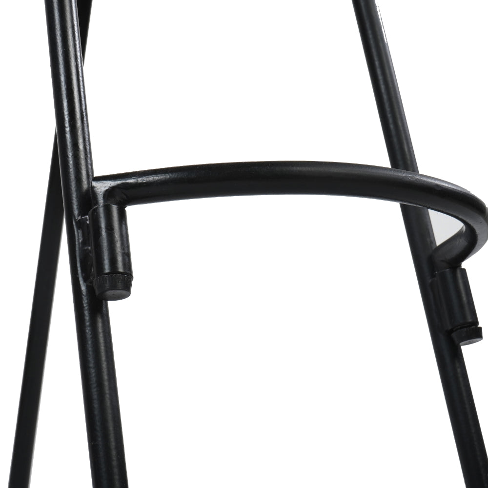 BENZARA Ela 24 Inch Counter Height Stool, Mango Wood Saddle Seat, Iron Frame, Brown and Black - UPT-37910