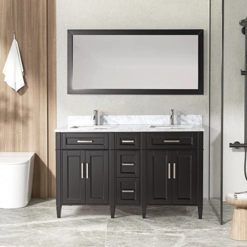 Bath Vanity with Vanity Top in White with White Basin and Mirror VA20 DB