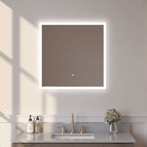 Frameless Square LED Light Bathroom Vanity Mirror in Clear VA56