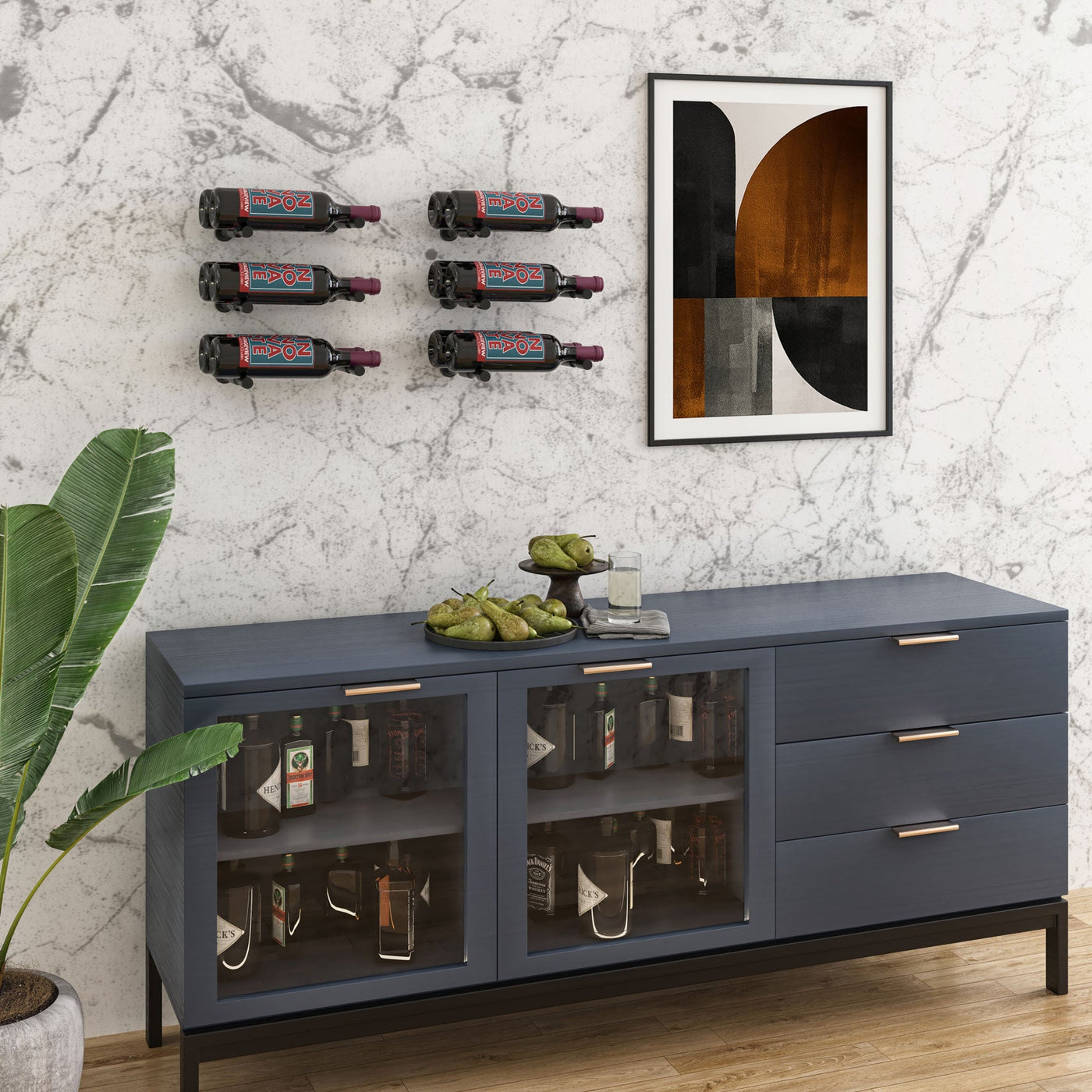 Vintageview Vino Pins Designer Grid 3×2 (curated wall-mouted metal wine rack display)