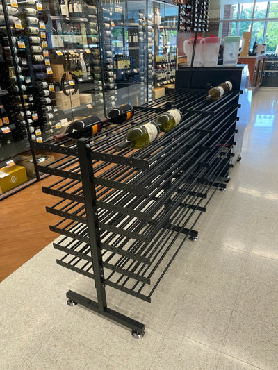 Vintageview Evolution Single Sided Island Display Rack Presentation Row 3C (freestanding metal wine rack)