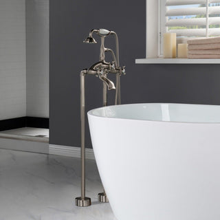 WoodBridge B0001 67" White Acrylic Freestanding Soaking Bathtub With Chrome Drain and Overflow