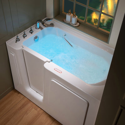 WoodBridge 54" White High Glass Acrylic Left Hand Walk-In Air & Whirlpool Jets Hot Tub With Quick Fill Faucet With Hand Shower and Computer Control Panel